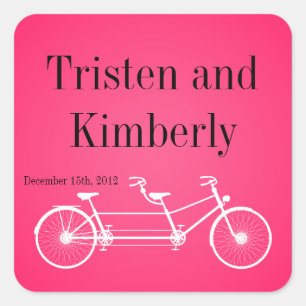 Favour Stickers Whimsical Pink Double Bike Bicycl