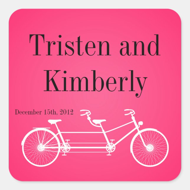 Favour Stickers Whimsical Pink Double Bike Bicycl (Front)