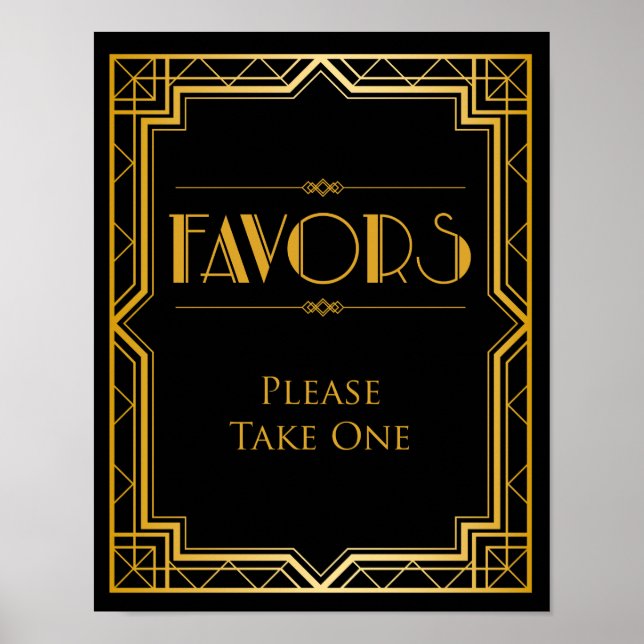 Favour Table Wedding Sign | Gatsby Art Deco (Front)