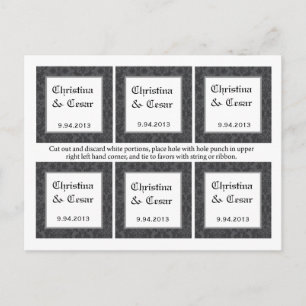 Favour Tags Black Grey Formal Gothic Print Postcard