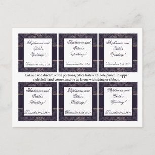 Favour Tags Deep Purple Damask Postcard