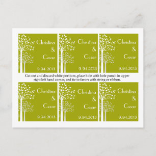 Favour Tags Modern Green/White Trees White lime Gr Postcard