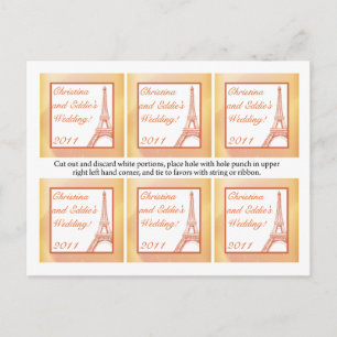 Favour Tags Paris Peach Postcard