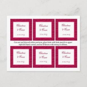 Favour Tags Raspberry Pink Loops/Swirls Blush Berr Postcard
