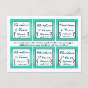 Favour Tags Seahorse Anchor Turquoise Beach Ocean Postcard