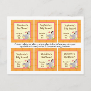 Favour Tags Tropical Punch Girl Jungle Elephant Hi Invitation Postcard
