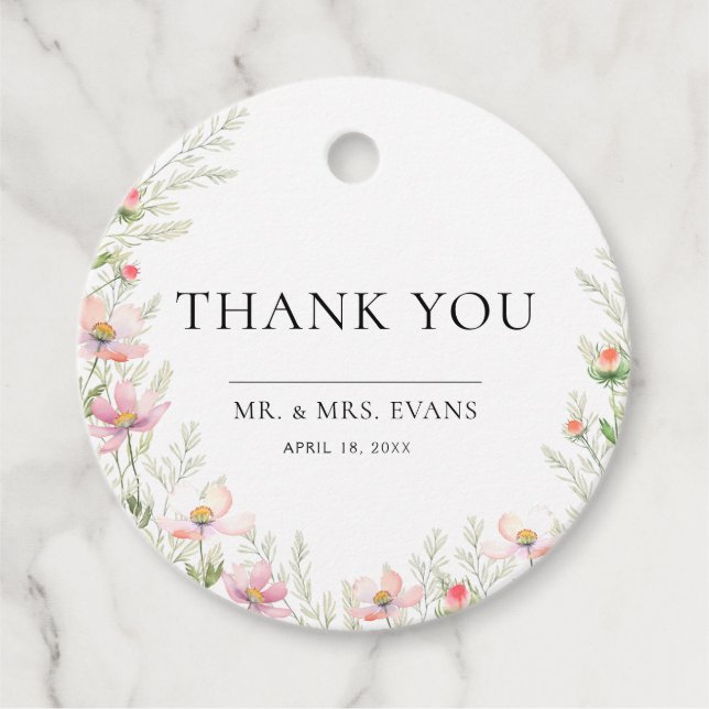 Favour Tags Wildflower Wedding . (Front)