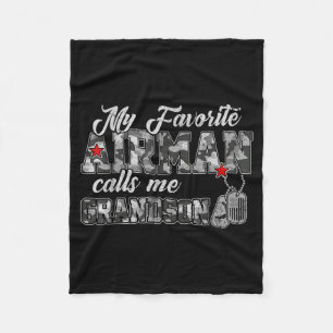 Favourite airman calls grandson camo flag air forc fleece blanket