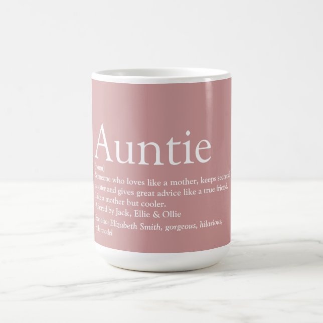Favourite Aunt Auntie Definition Fun Pink Coffee Mug (Center)