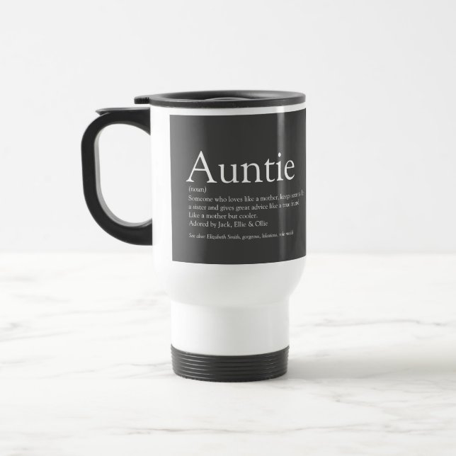 Favourite Aunt Auntie Definition Modern Grey Travel Mug (Left)