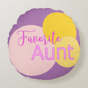 Favourite Aunt Colourful Bubbles Round Cushion