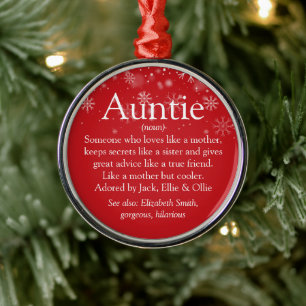 Favourite Auntie Aunt Definition Christmas Holiday Metal Ornament