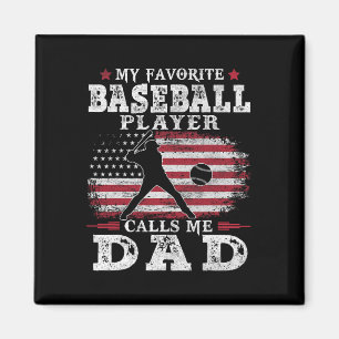 Favourite Baseball Player Calls Me Dad Usa Flag Fa Magnet
