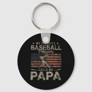 Favourite Baseball Player Calls Me Papa Father's D Key Ring
