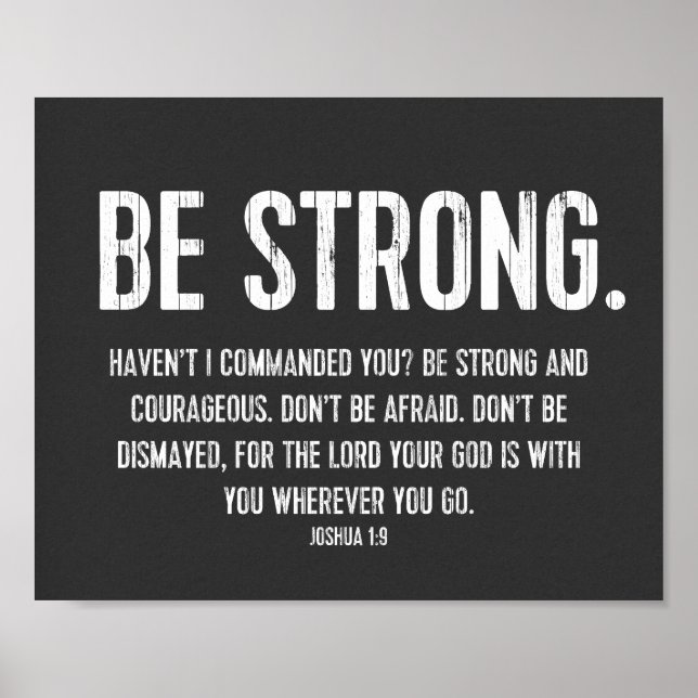 Favourite Bible Verse Poster, Christian, Be Strong Poster (Front)