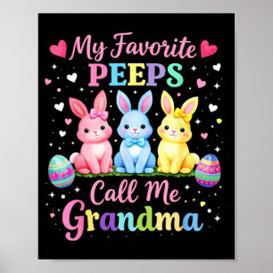 Favourite Bunnies Call Grandma Cute Easter Day Poster
