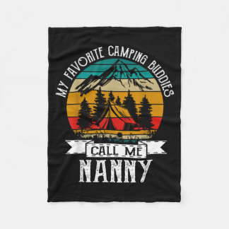 Favourite Camping Buddies Call Nanny Vintage Xmas Fleece Blanket