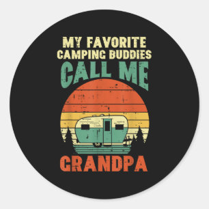 Favourite Camping Buddies Grandpa Retro Grandfathe Classic Round Sticker