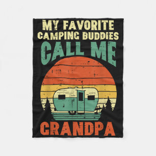 Favourite Camping Buddies Grandpa Retro Grandfathe Fleece Blanket