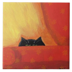 Favourite Chair Abstract Cat Painting Ceramic Tile