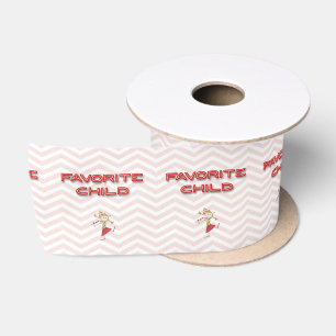 Favourite Child Chevron Background Satin Ribbon