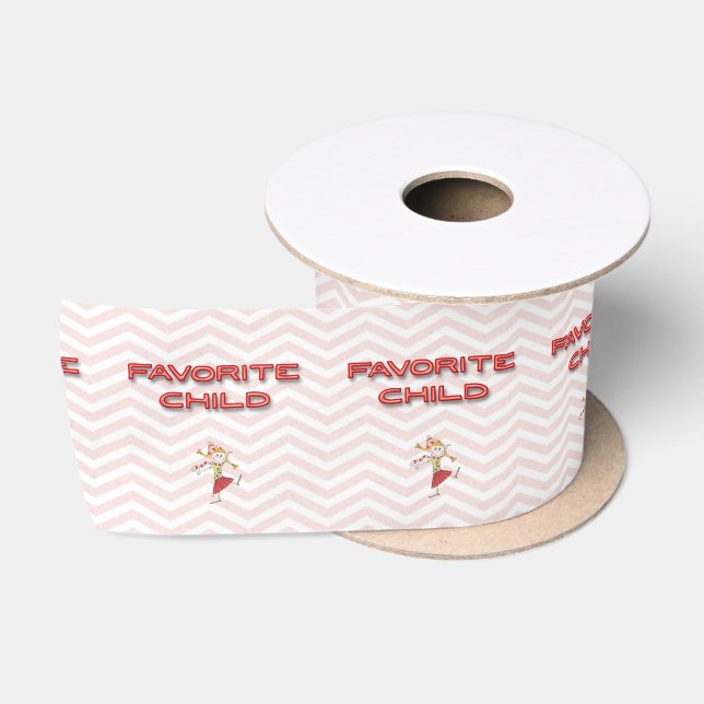 Favourite Child Chevron Background  Satin Ribbon (Spool)