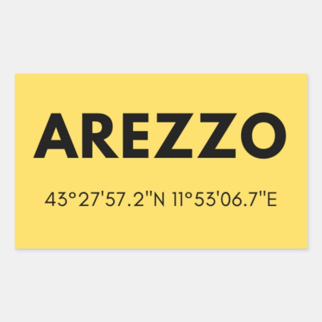 Favourite City Arezzo Italy Skyline Coordinates Rectangular Sticker (Front)