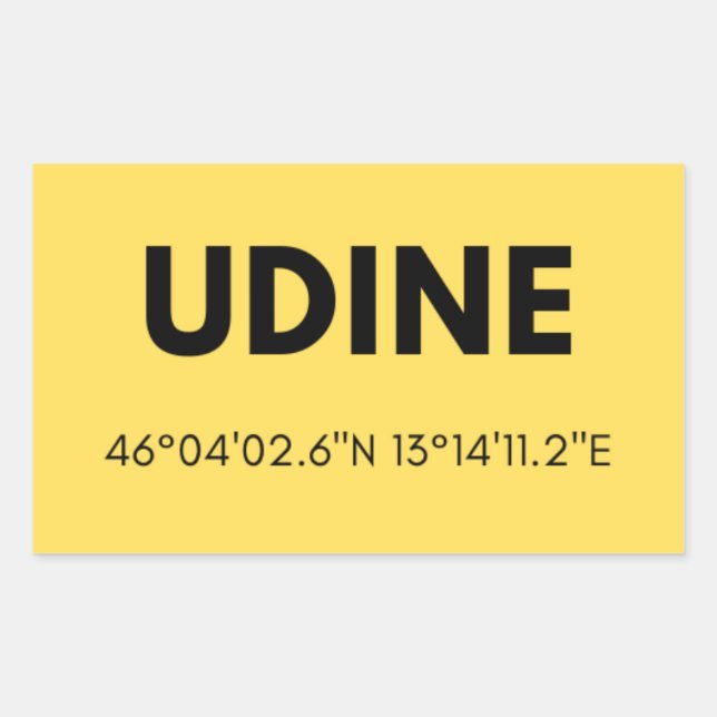 Favourite City Udine Italy Skyline Coordinates Rectangular Sticker (Front)