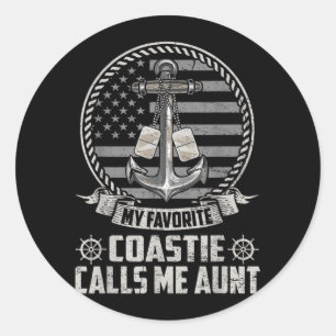 Favourite Coastie Calls Aunt Flag Coast Guard Classic Round Sticker