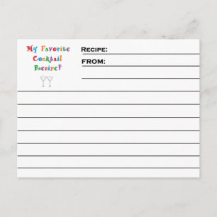 "Favourite Cocktail" Recipe Cards