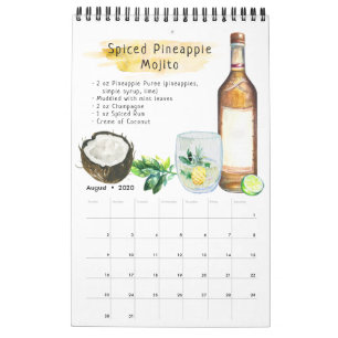 Favourite Cocktail Recipes   Watercolor Illustrate Calendar