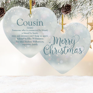 Favourite Cousin Definition Merry Christmas Ceramic Ornament