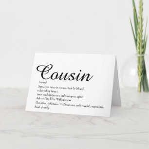 Favourite Cousin Definition Script Card