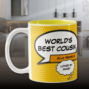 Favourite Cousin Fun Comic Book Fun Retro Two-Tone Coffee Mug
