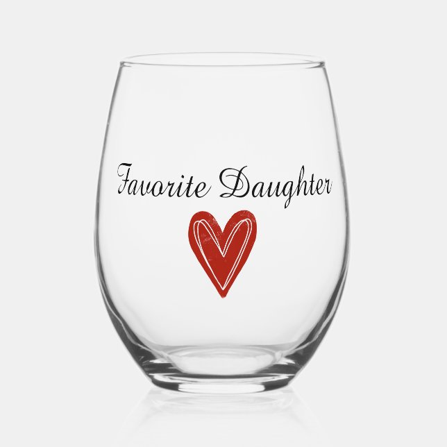 Favourite Daughter Personalizable Drinkware Set Stemless Wine Glass (Front)