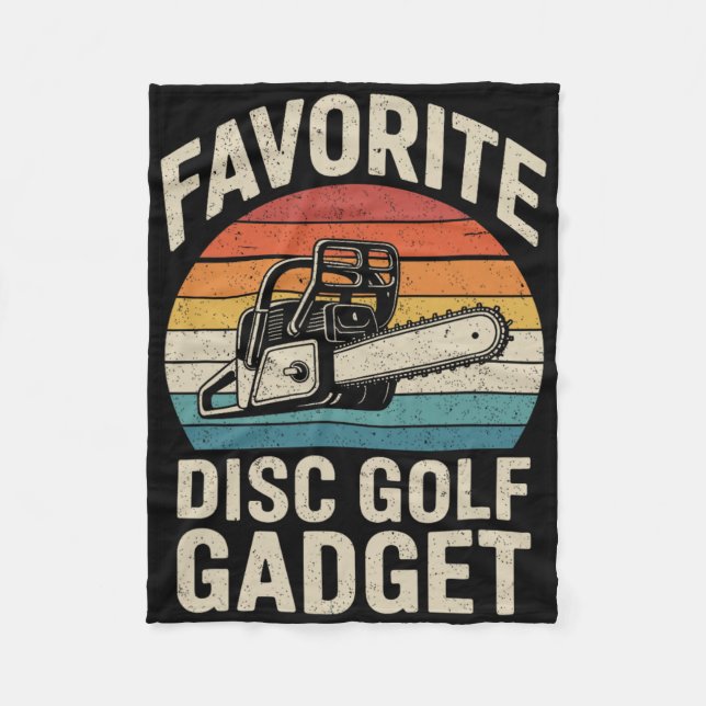 Favourite Disc Golf Gadget Chainsaw Joke Disc Golf Fleece Blanket (Front)
