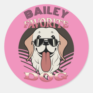 Favourite dog, funny cute dog mum/dad Personalise Classic Round Sticker