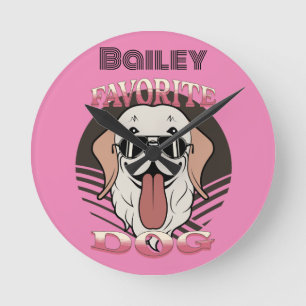 Favourite dog, funny cute dog mum/dad round clock