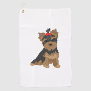Favourite Dog - Yorkshire Terrier red bow Golf Towel