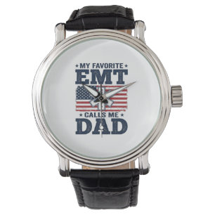 Favourite EMT Calls Me Dad Vintage Patriotic Shirt Watch