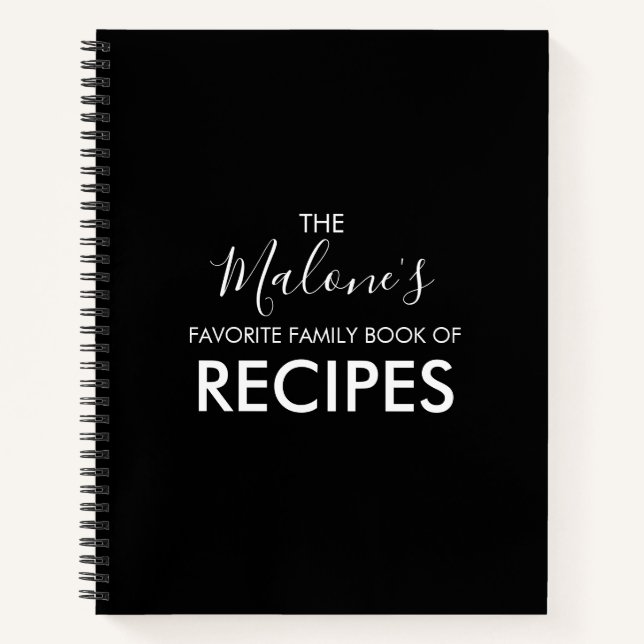 Favourite Family Book of Recipes | Modern Black  (Front)