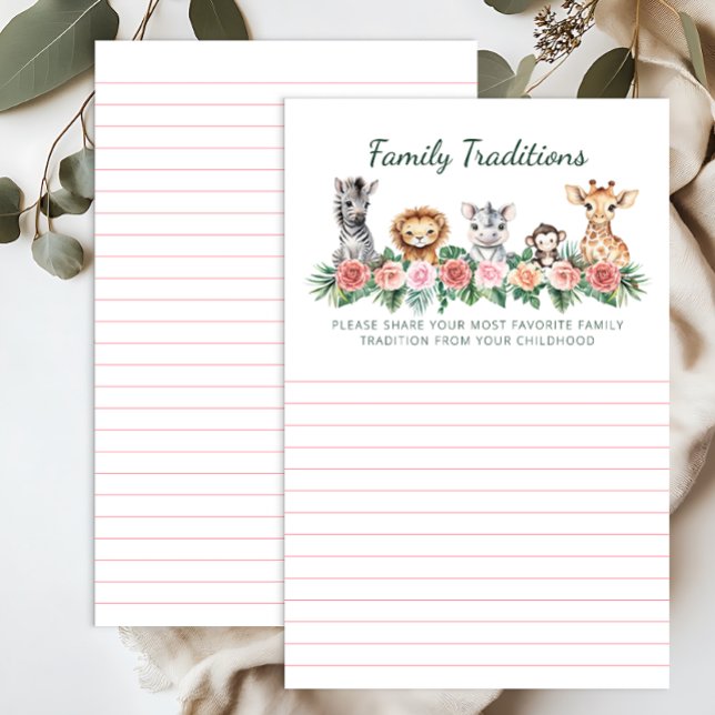 Favourite Family Tradition Baby Shower Game Card  (Family Traditions Card)