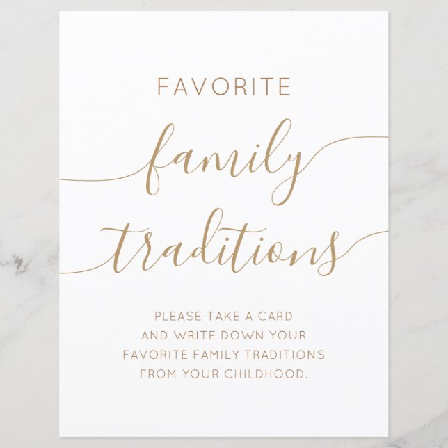 Favourite Family Tradition Baby Shower sign Game (Front)