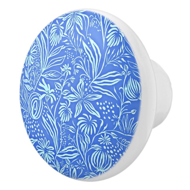 Favourite Floral Pattern in Blue Ceramic Knob (Right)