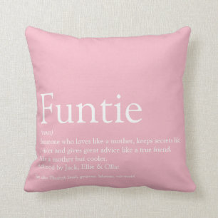 Favourite Funtie Aunt Auntie Definition Pink Cushion