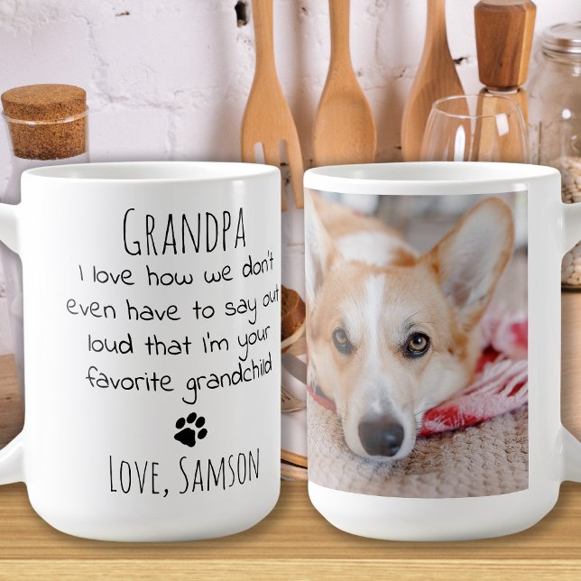 Favourite Grandchild Cute Pet Photo Dog Grandpa Coffee Mug (Creator Uploaded)