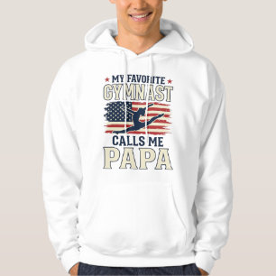 Favourite Gymnast Calls Me Papa Patriotic Vintage Hoodie