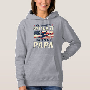 Favourite Gymnast Calls Me Papa Patriotic Vintage  Hoodie