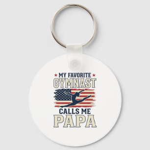 Favourite Gymnast Calls Me Papa Patriotic Vintage Key Ring