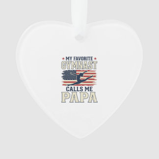 Favourite Gymnast Calls Me Papa Patriotic Vintage Ornament